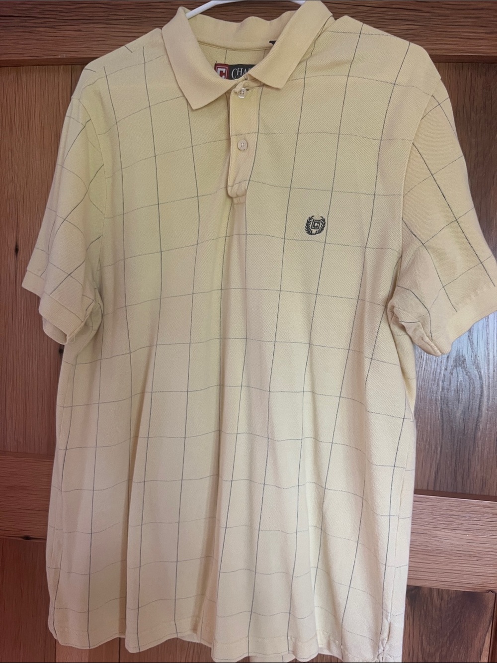 Chaps Pale Yellow Windowpane Polo